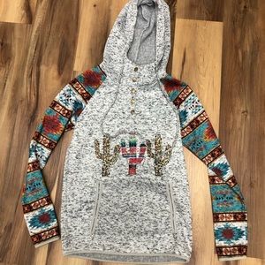 Boho western cactus hoodie size small